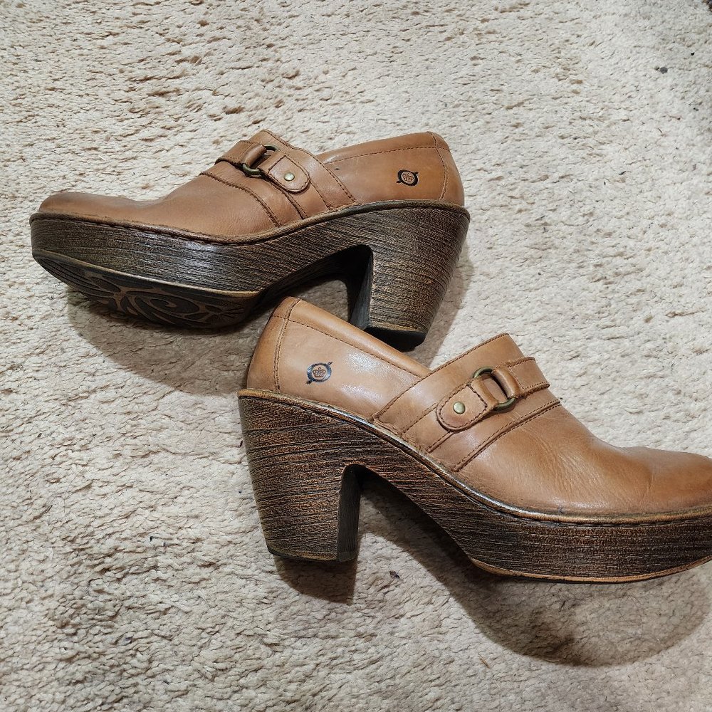 Born Leather Heeled Clogs